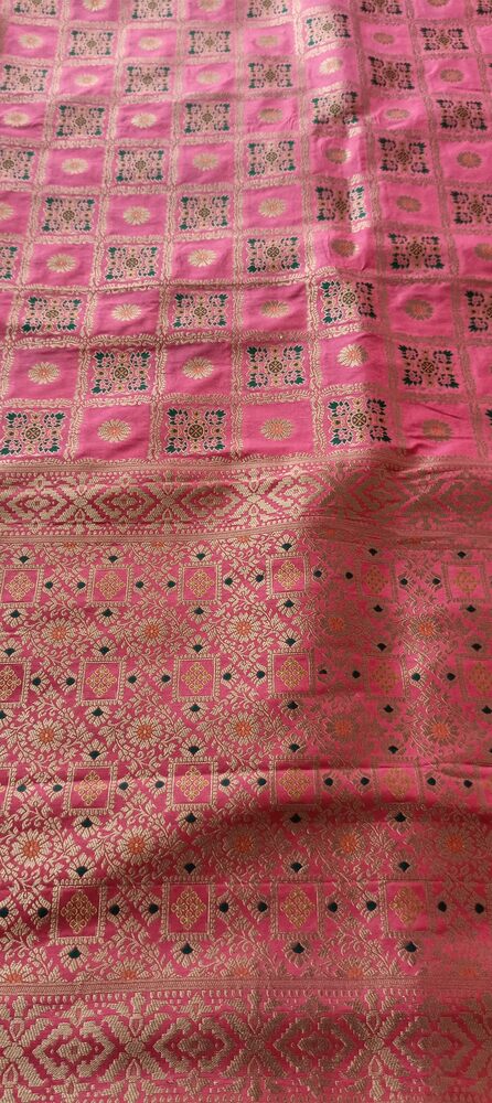 PINK GHARCHOLA BANARASI SEMI SILK SAREE