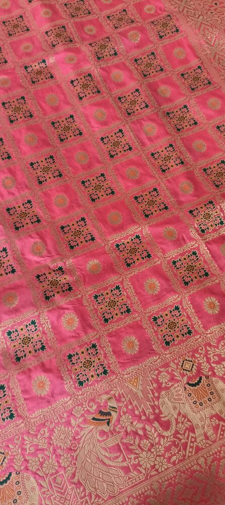 PINK GHARCHOLA BANARASI SEMI SILK SAREE