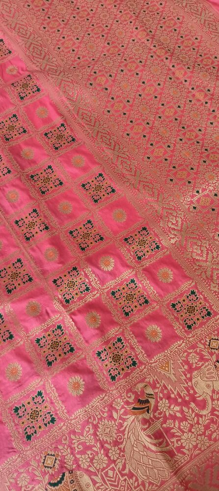 PINK GHARCHOLA BANARASI SEMI SILK SAREE