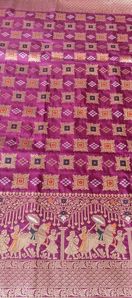 ROYAL PURPLE BANDHEJ BANARASI SEMI SILK SAREE