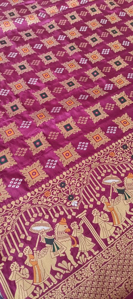 ROYAL PURPLE BANDHEJ BANARASI SEMI SILK SAREE