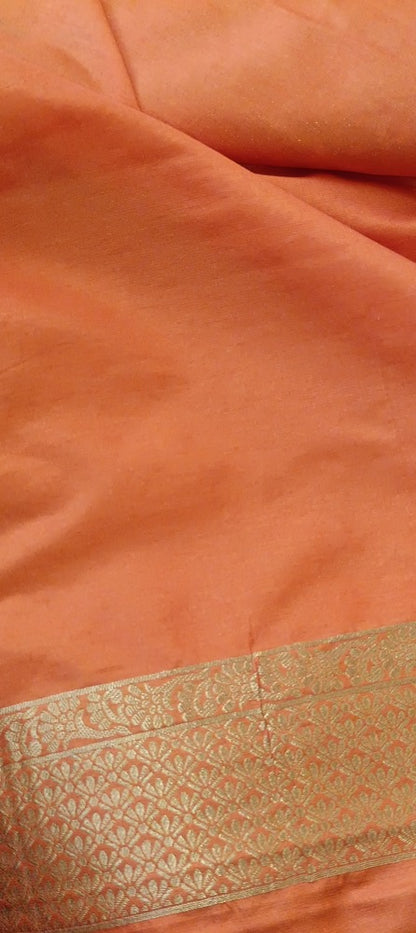 REGAL ORANGE BANDHEJ BANARASI SEMI SILK SAREE