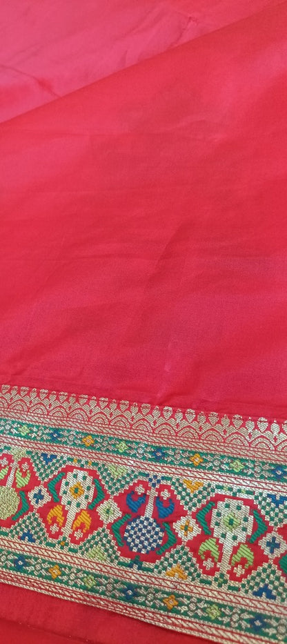 RED LEHARIYA SEQUIN BANARASI KATAN SILK SAREE