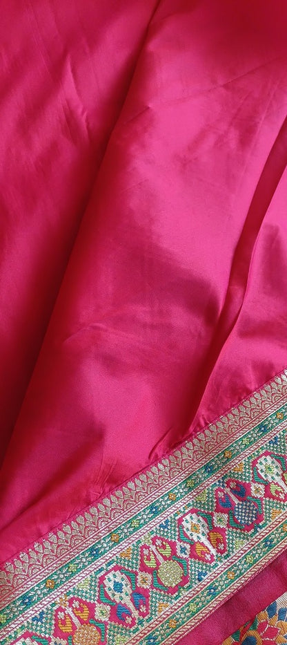 PINK LEHARIYA SEQUIN BANARASI KATAN SILK SAREE