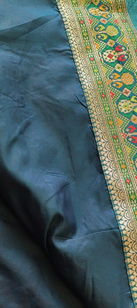 BLUE LEHARIYA SEQUIN BANARASI KATAN SILK SAREE