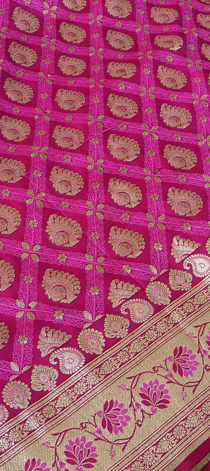 PINK GHARCHOLA TANCHUI BANARASI KATAN SILK SAREE