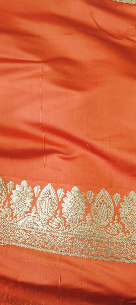 ORANGE HALF AND HALF BANARASI SATIN SILK SAREE