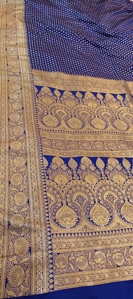 ROYAL BLUE BUTI BANARASI SATIN SILK SAREE