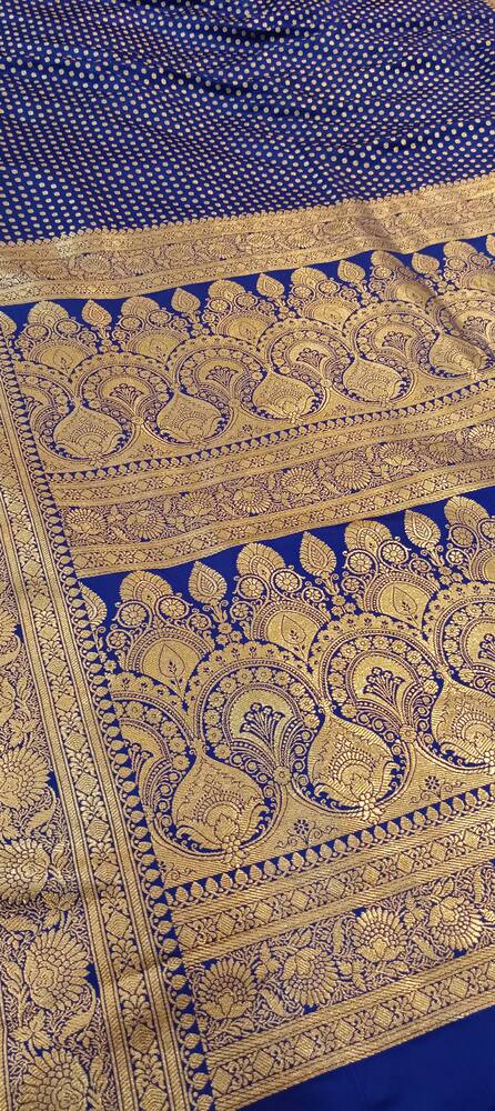 ROYAL BLUE BUTI BANARASI SATIN SILK SAREE