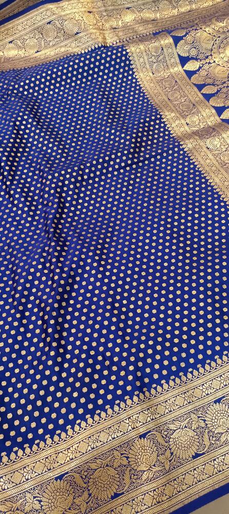 ROYAL BLUE BUTI BANARASI SATIN SILK SAREE