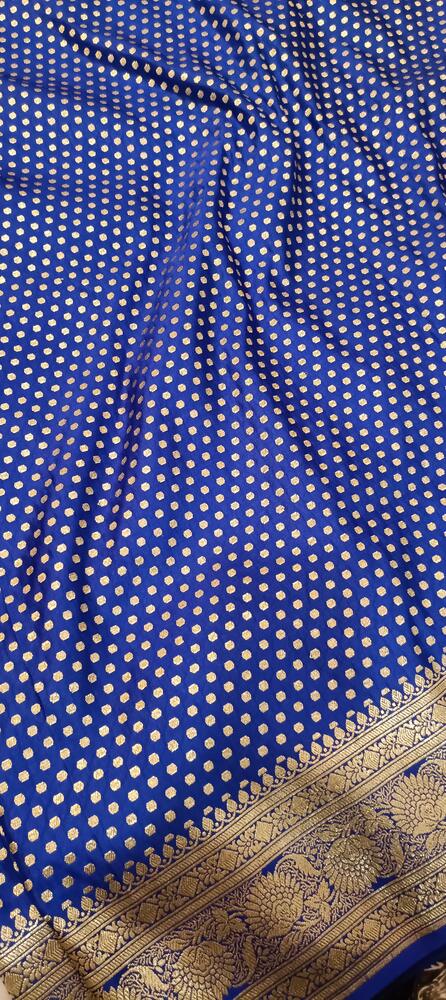 ROYAL BLUE BUTI BANARASI SATIN SILK SAREE