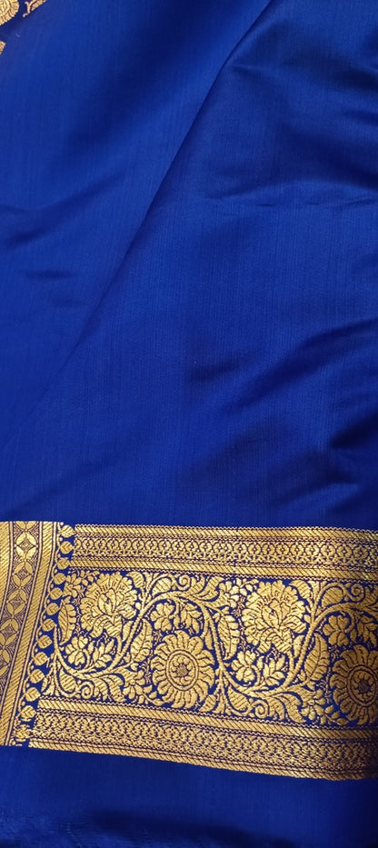 ROYAL BLUE BUTI BANARASI SATIN SILK SAREE