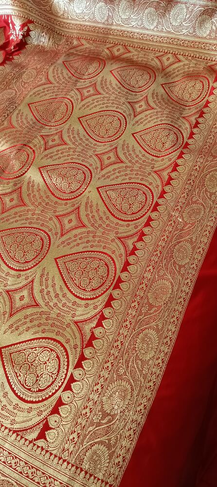 RED MOTIFS BANARASI KATAN SILK SAREE