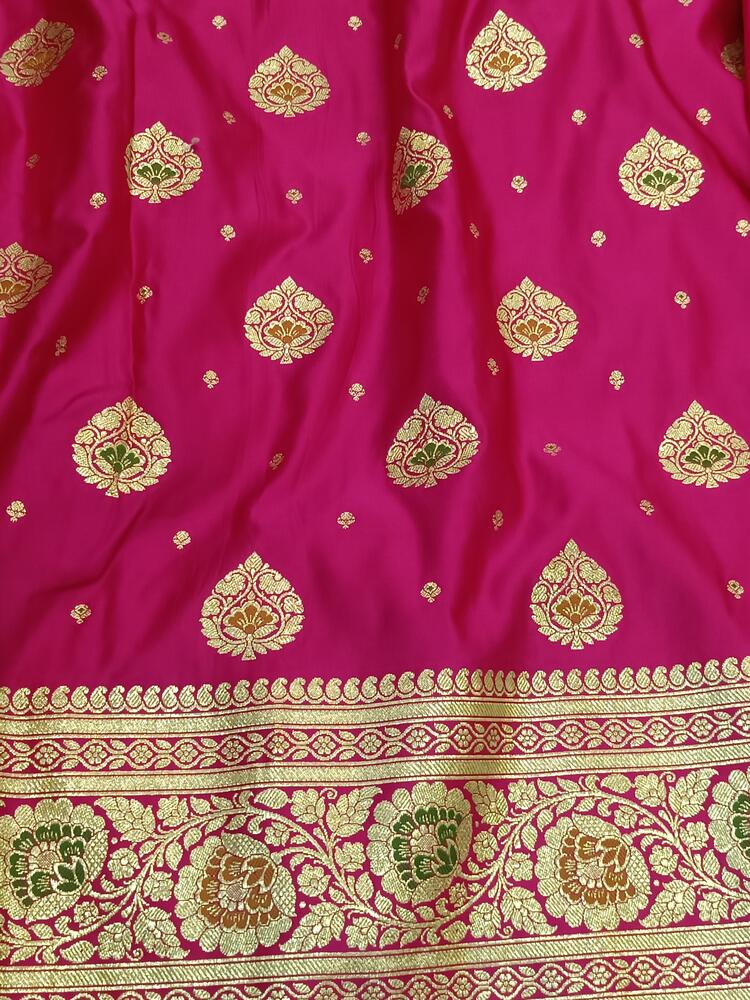 PINK FLORAL MEENAKARI BANARASI KATAN SILK SAREE