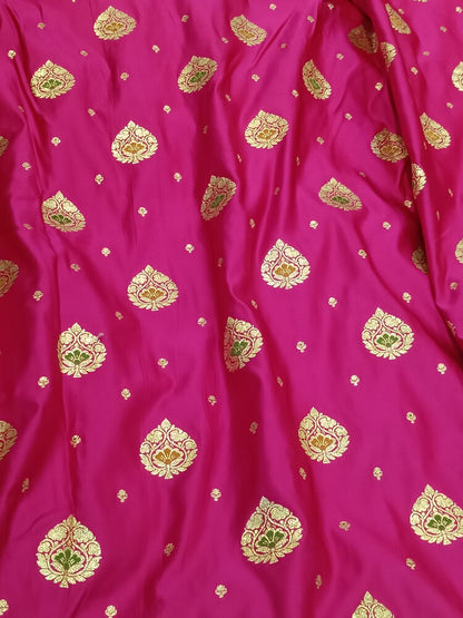 PINK FLORAL MEENAKARI BANARASI KATAN SILK SAREE