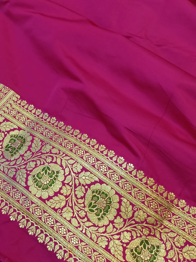 PINK FLORAL MEENAKARI BANARASI KATAN SILK SAREE