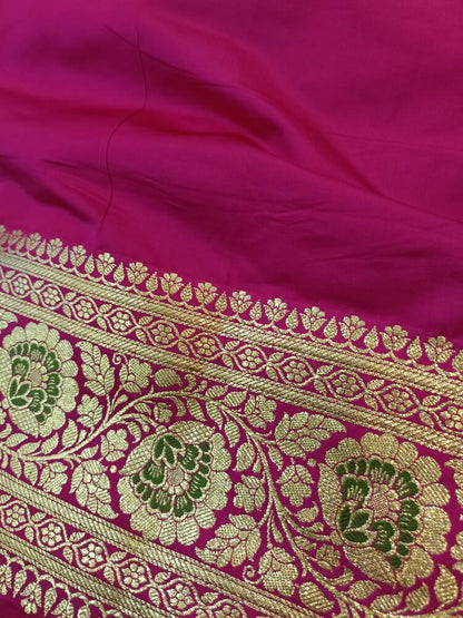 PINK FLORAL MEENAKARI BANARASI KATAN SILK SAREE