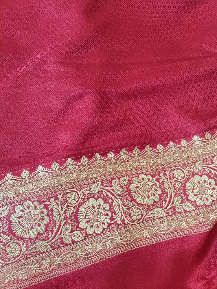 RED FLORAL JAAL BANARASI SATIN SILK SAREE