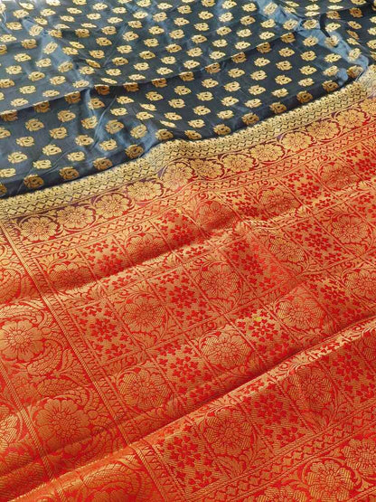 GREY BUTI BANARASI BALATAN SILK SAREE