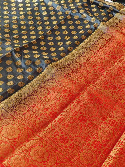 GREY BUTI BANARASI BALATAN SILK SAREE