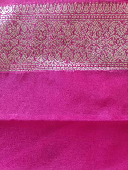 MAGENTA PINK MEENAKARI FLORAL JAAL KHADDI GEORGETTE BANARASI SAREE