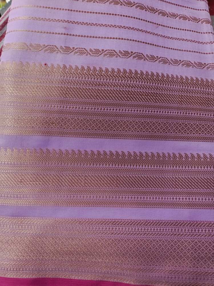 LAVENDER STRIPED BANARASI SOFT SILK SAREE