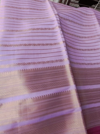 LAVENDER STRIPED BANARASI SOFT SILK SAREE