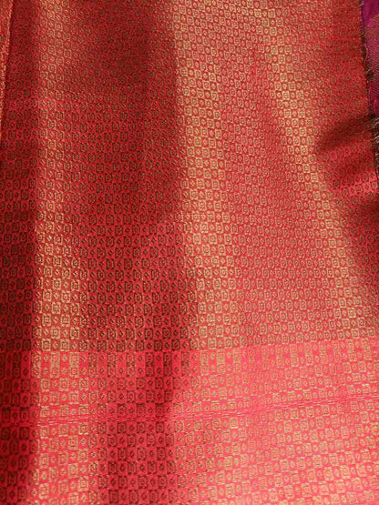 MAGENTA FLORAL BUTTA BANARASI COTTON WEAVE SAREE