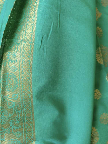 RAMA BLUE BUTTA BUTI BANARASI SILK COTTON SAREE