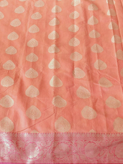 ORANGE BUTTA BANARASI SILK COTTON SAREE