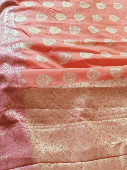 ORANGE BUTTA BANARASI SILK COTTON SAREE