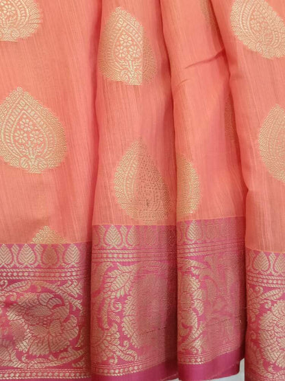 ORANGE BUTTA BANARASI SILK COTTON SAREE