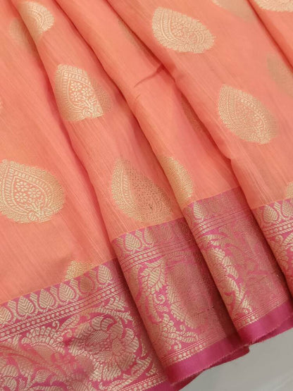 ORANGE BUTTA BANARASI SILK COTTON SAREE