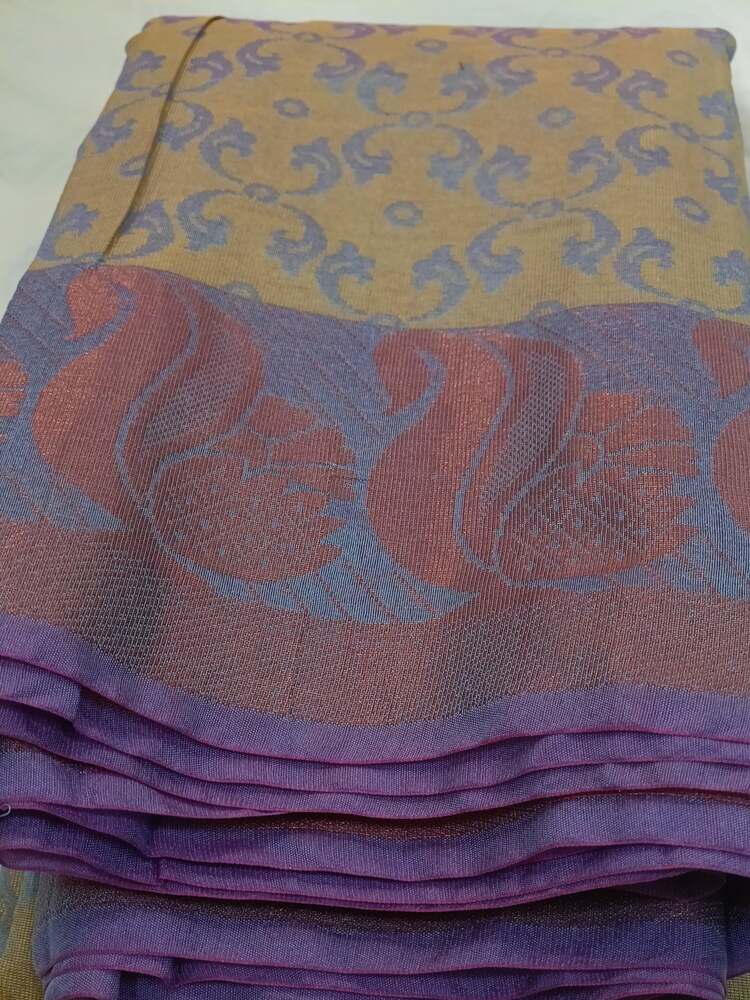 GREY FLORAL BANARASI MONIKA COTTON SAREE