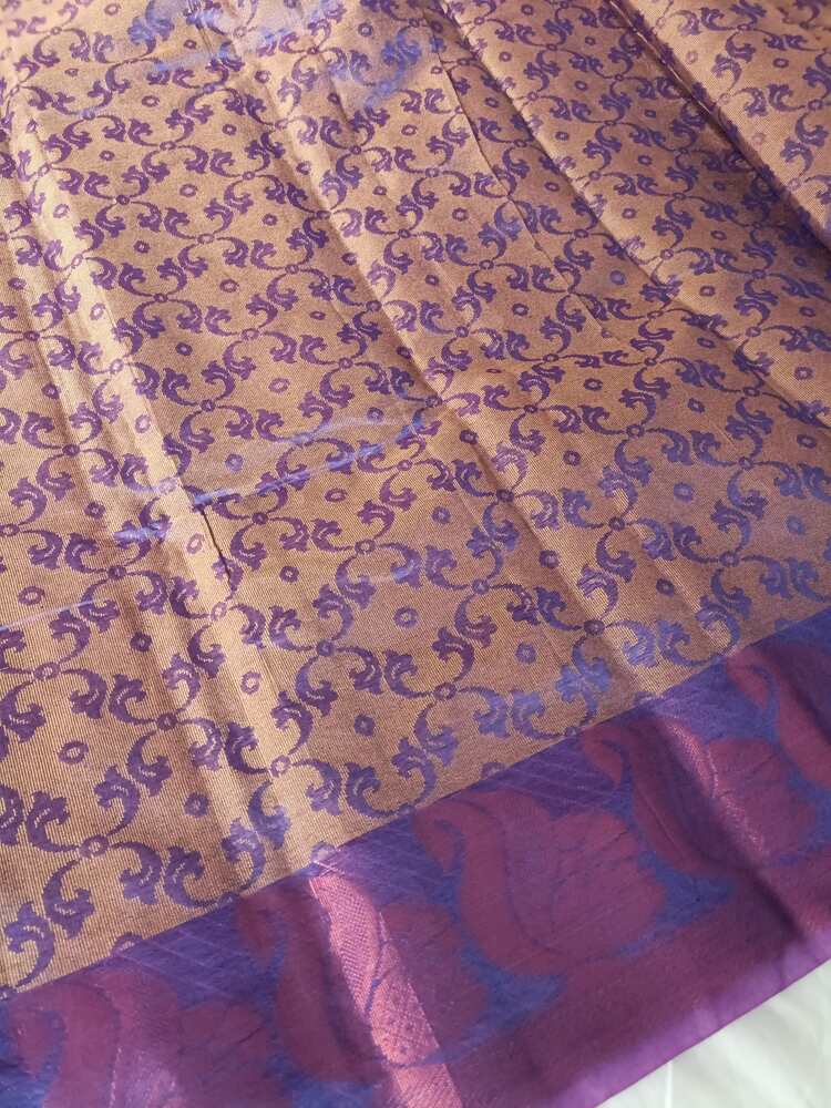 VIOLET FLORAL BANARASI MONIKA COTTON SAREE