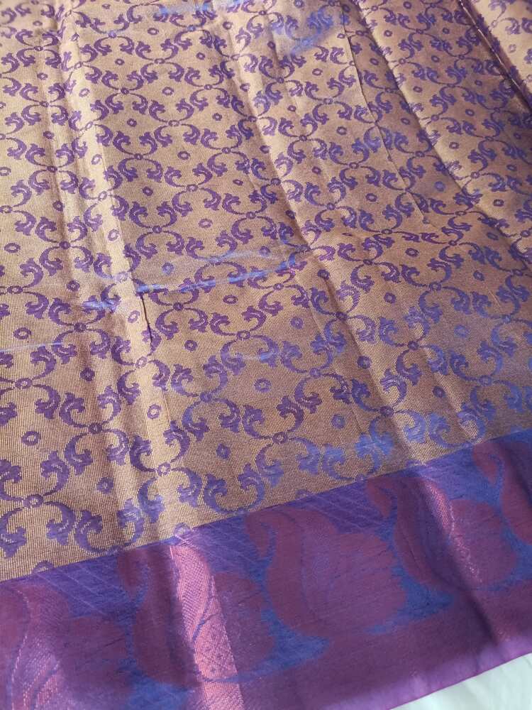 VIOLET FLORAL BANARASI MONIKA COTTON SAREE