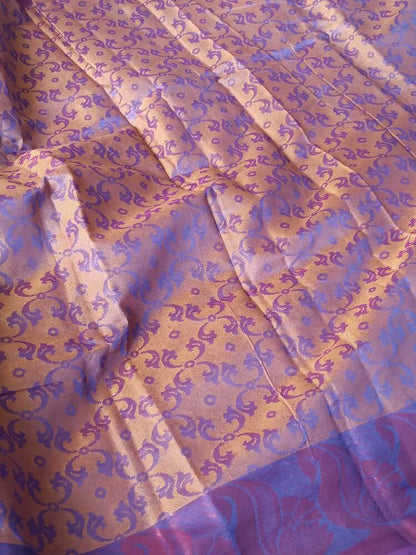 VIOLET FLORAL BANARASI MONIKA COTTON SAREE