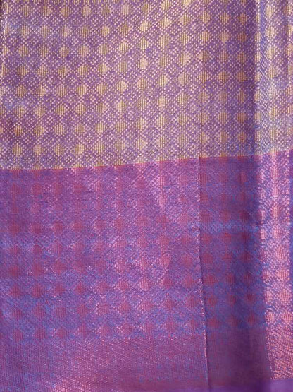 VIOLET FLORAL BANARASI MONIKA COTTON SAREE