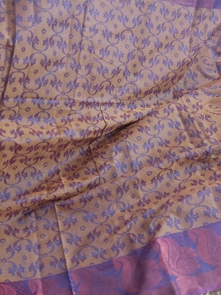 VIOLET FLORAL BANARASI MONIKA COTTON SAREE