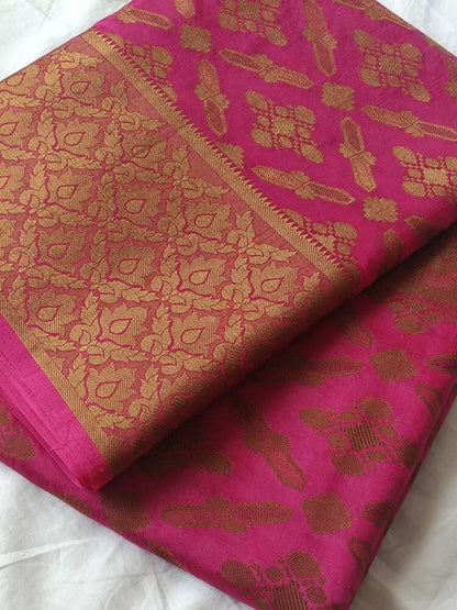 PINK DIAMOND DUET ROD BANARASI DUPION SILK SAREE