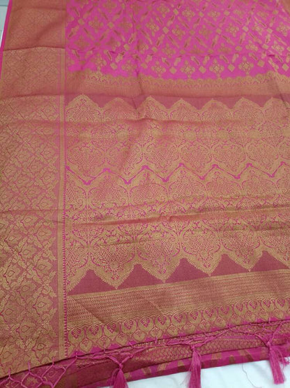 PINK DIAMOND DUET ROD BANARASI DUPION SILK SAREE