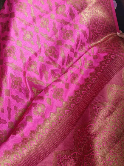 PINK DIAMOND DUET ROD BANARASI DUPION SILK SAREE