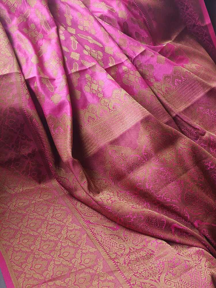 PINK DIAMOND DUET ROD BANARASI DUPION SILK SAREE