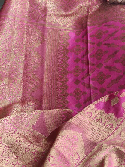 PINK DIAMOND DUET ROD BANARASI DUPION SILK SAREE