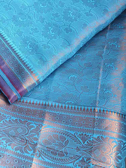 BLUE FLORAL TANCHUI BANARASI BROCADE SILK SAREE