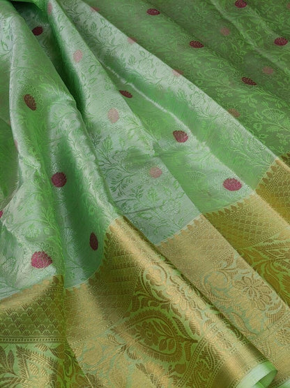 PASTEL GREEN FLORAL TANCHUI BANARASI BROCADE SILK SAREE