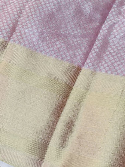 PASTEL PEACH FLORAL TANCHUI BANARASI BROCADE SILK SAREE