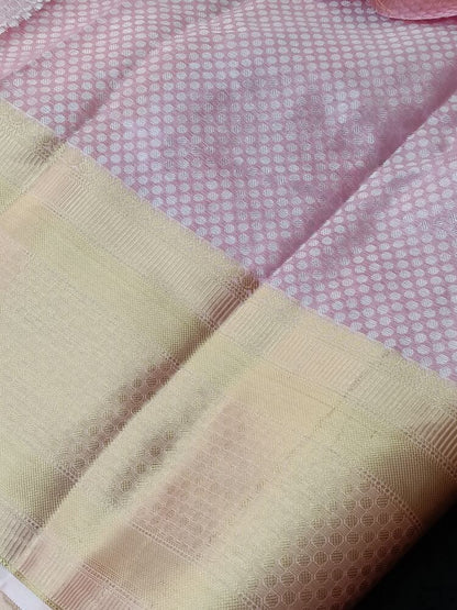 PASTEL PEACH FLORAL TANCHUI BANARASI BROCADE SILK SAREE