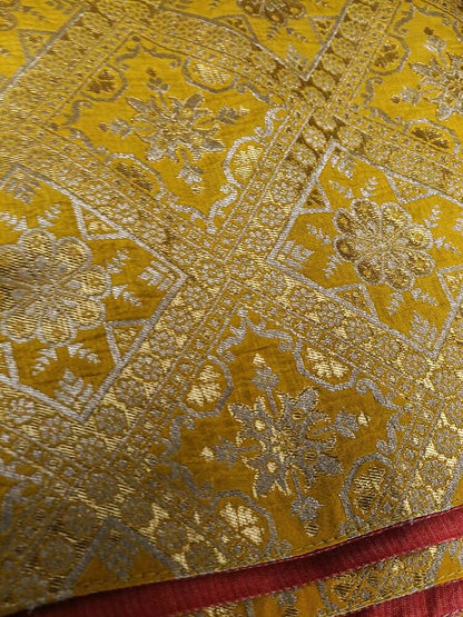 YELLOW PATCH WORK BANARASI TISSUE SILK SAREE