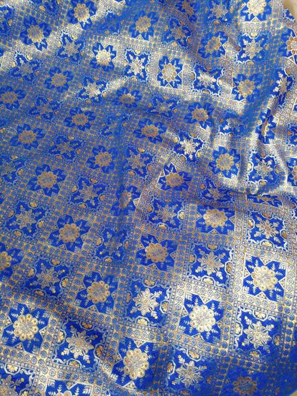 BLUE PATCH WORK BANARASI TISSUE SILK SAREE